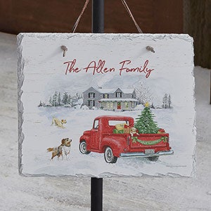 Farmhouse Holiday Personalized Slate Plaque