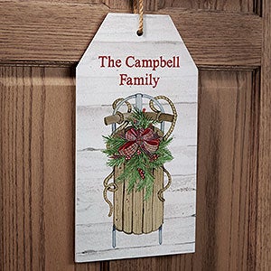 Holiday Sled Personalized Wall Tag Sign