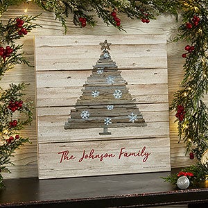 Rustic Holiday 12x12 Personalized Wooden Shiplap Sign