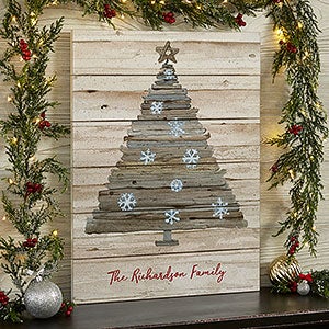 Rustic Holiday 16x20 Personalized Wooden Shiplap Sign - Christmas