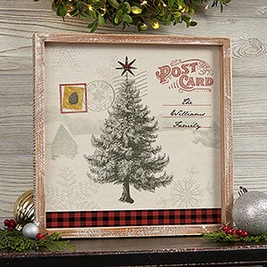 Postcard Christmas Tree 12x12 Barnwood Wall Art