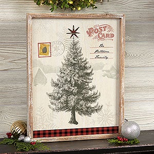 Postcard Christmas Tree 14x18 Barnwood Wall Art