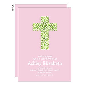 Religious Floral Cross Premium Party Invitation - Set of 5