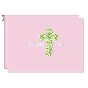 Religious Floral Cross Thank You Cards - Set of 5