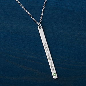 Personalized Stamped Name & Birthstone 1 Bar Necklace