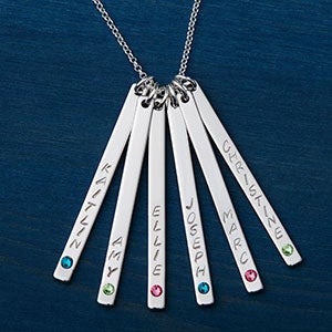 Personalized Stamped Name & Birthstone 6 Bars Necklace