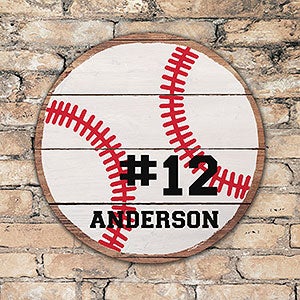 Personalized Round Wood Baseball Sign