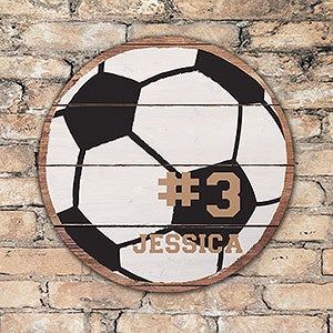 Personalized Round Wood Soccer Sign