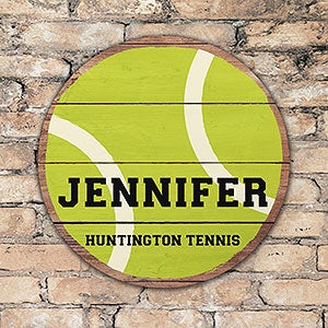 Personalized Round Wood Tennis Sign