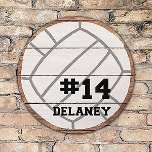 Personalized Round Wood Volleyball Sign