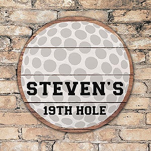 Personalized Round Wood Golf Sign