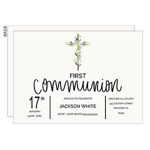 Communion Botanical Cross Premium Party Invitation - Set of 5