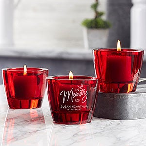 Kosta Boda Red Votive Personalized Memorial Candle Holder Set