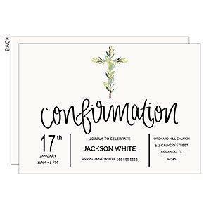 Confirmation Botanical Cross Party Invitation - Set of 5