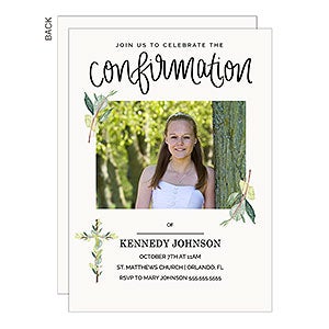 Confirmation Botanical Cross Photo Party Invitation - Set of 5