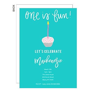 One is Fun Cupcake Party Invitation - Set of 5