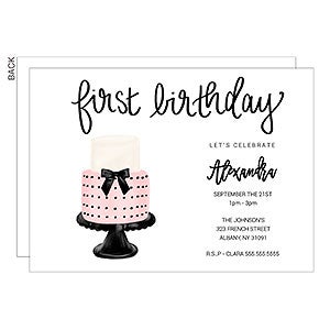 First Birthday Cake Party Invitation - Premium - Set of 5