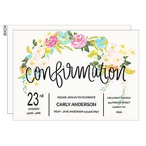 Floral Confirmation Party Invitation - Set of 5