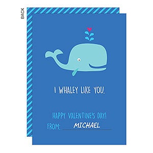 Whaley Like You Valentine's Day Card - Set of 5