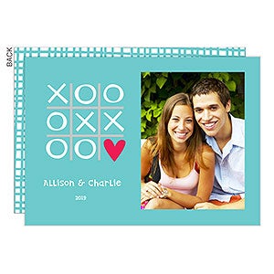 Tic Tac Toe Premium Valentine's Day Photo Card - Set of 5