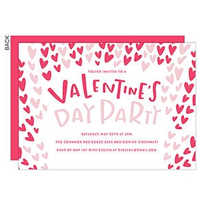 Hearts Valentine's Day Premium Party Invitation - Set of 5