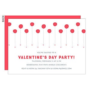 Valentine's Day Balloons Premium Party Invitation - Set of 5