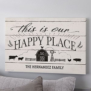 Happy Place Farmhouse 24x36 White Canvas Print