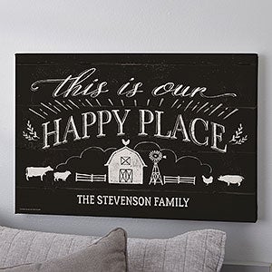 Happy Place Farmhouse 20x30 Black Canvas Print