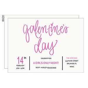 Galentine's Day Hand Lettered Party Invitation - Set of 5