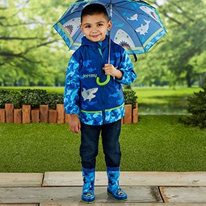 Embroidered Rain Jackets for Kids - Shark Raincoat - Size 4/5