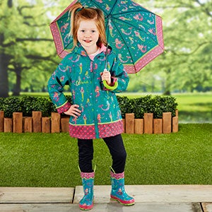 Embroidered Rain Jackets for Kids - Mermaid Raincoat - Size 4/5