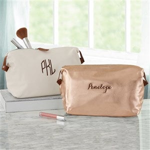 Personalized Leather Cosmetic Bags - Monogram, Name, Initial - 22982