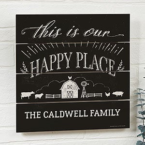 Happy Place Farmhouse 12x12 Dark Shiplap Sign