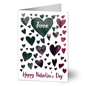 Watercolor Hearts Premium Valentine's Day Greeting Card