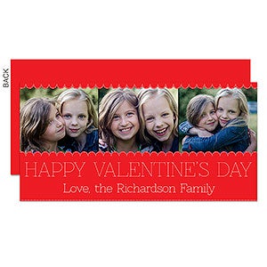 Red Scallop Premium Valentine's Day Photo Card - Set of 5