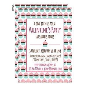 Cupcake Valentine's Day Party Invitation - Set of 5