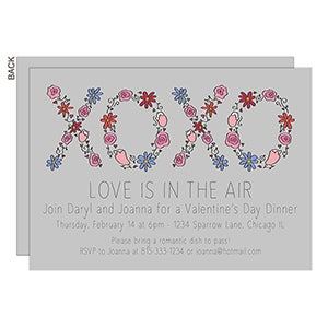 Floral XOXO Premium Party Invitation - Set of 5