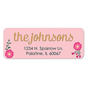 Pink Floral Return Address Labels - 1 set of 60