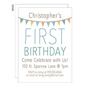 First Birthday Banner Party Invitation - Premium - Set of 5