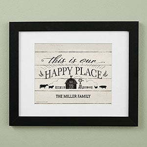 Happy Place Farmhouse 11x14 White Framed Print