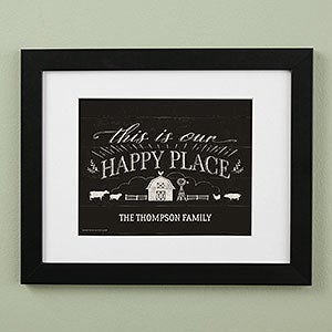 Happy Place Farmhouse 11x14 Black Framed Print