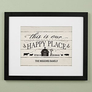 Happy Place Farmhouse 16x20 White Framed Print