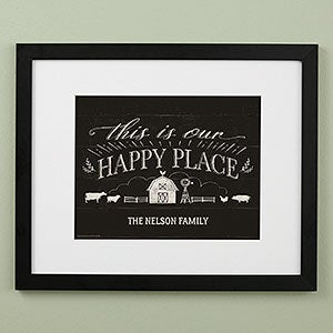 Happy Place Farmhouse 16x20 Dark Framed Print