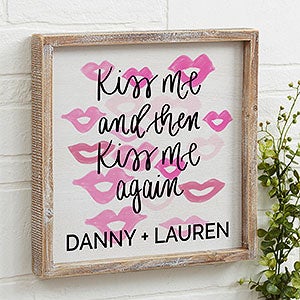 Kiss Me 12x12 Barnwood Wall Art