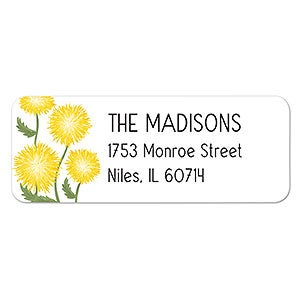 Yellow Flower Return Address Labels - 1 set of 60