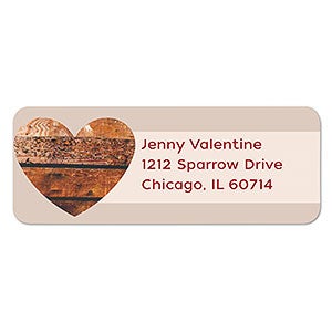 Wooden Heart Return Address Labels - 1 set of 60