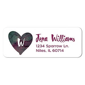 Watercolor Heart Return Address Labels - 1 set of 60