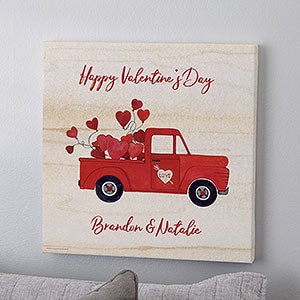 Rustic Valentine Truck 8x8 Canvas Print