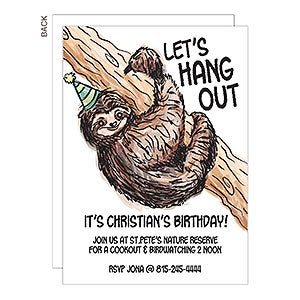 Sloth Party Invitation - Set of 5