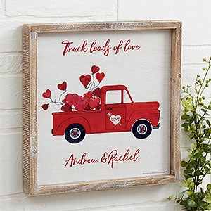 Rustic Valentine Truck 12x12 Personalized Barnwood Wall Art